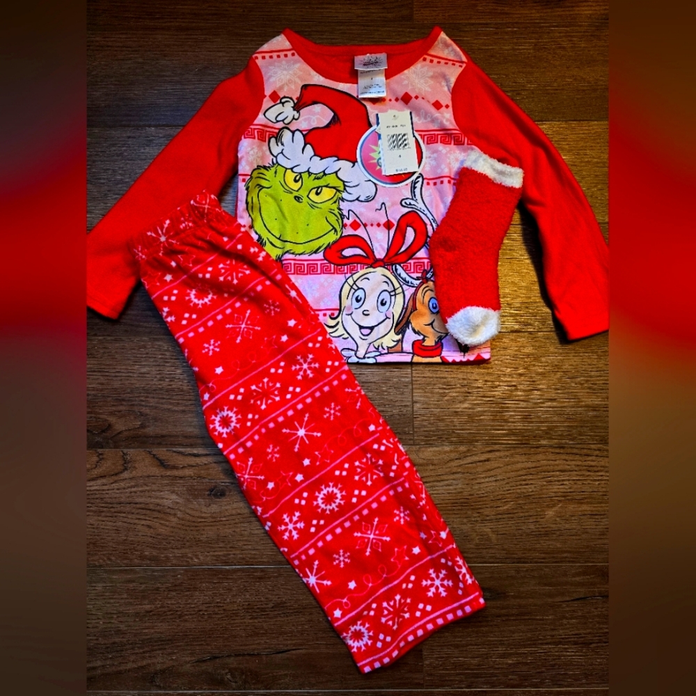 NWT Girls 3-pc. Grinch Pajama Set Size 4